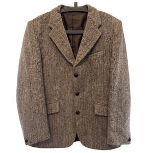 VTG Gurtex Harrris Tweed hand woven wool blazer brown medium
